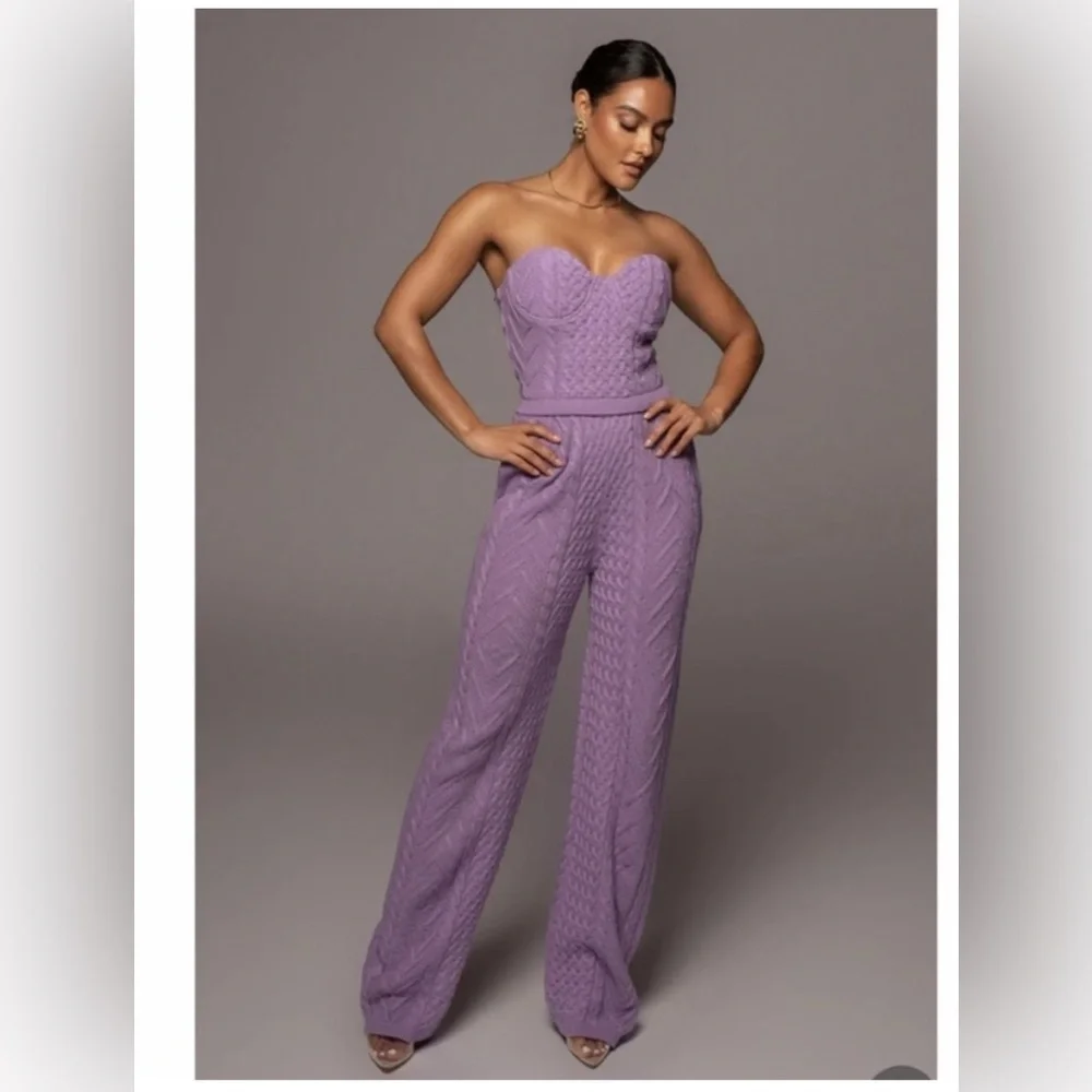 Brand new with tags JLUXLABEL Lavender knit pants + corset top - Picture 2 of 12